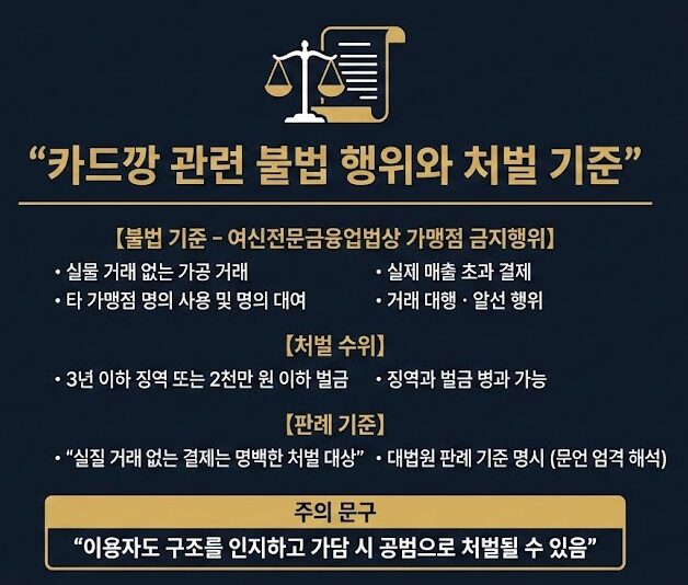 카드깡 관련 불법 행위와 처벌 기준