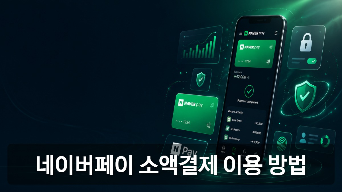 네이버페이 소액결제와 보안 기능을 표현한 모바일 결제 이미지