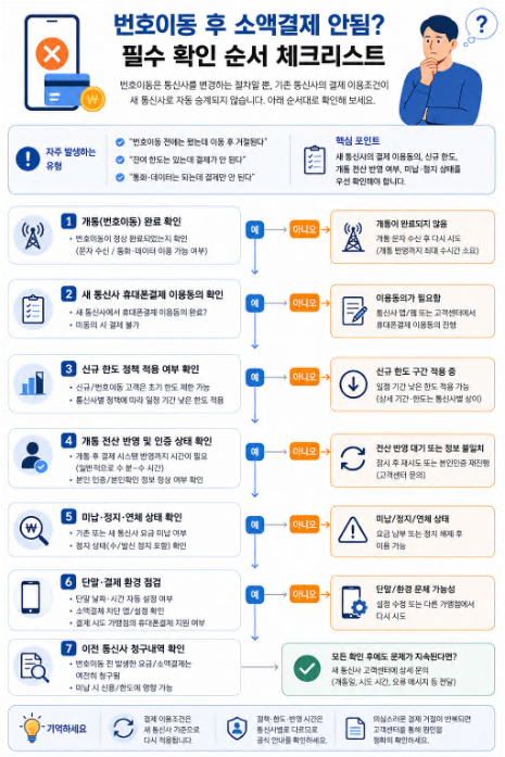번호이동 후 소액결제가 안 될 때 확인해야 할 순서 체크리스트